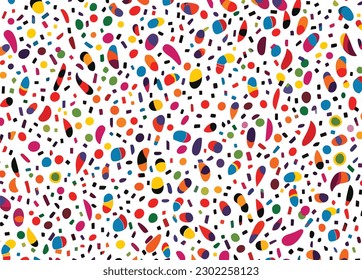 seamless pattern with colorful sprinkles on a white background, in the style of bold, graphic lines, minimalist backgrounds, foampunk, candycore, playful figures, dan colen, jessie arms botke