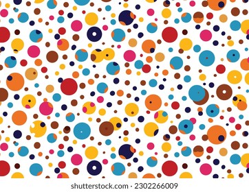 the seamless pattern of colorful sprinkles on white background, in the style of minimalist backgrounds, bold colors, marks, candycore, captivating, rounded, layered textures, shapes, playful figures