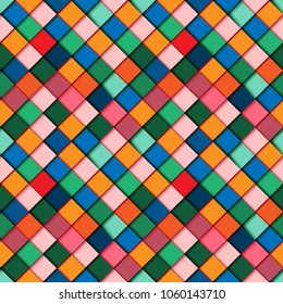 Seamless pattern colorful square geometric shape design paper layer cut background.Vector illustration.