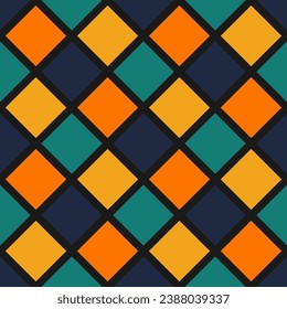 Seamless pattern with colorful squares and black background