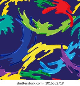 Seamless pattern of colorful stains. Isolated objects, current stains of paint, items for decoration