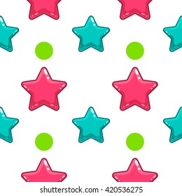 Seamless pattern with colorful  star. Cartoon illustration.