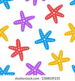 Seamless pattern with colorful starfish