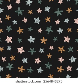 Seamless pattern with colorful starfish