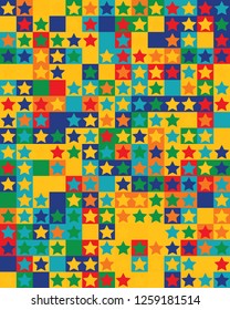Seamless pattern with colorful stars
