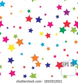 Seamless Pattern with Colorful Stars.