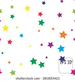 Seamless Pattern with Colorful Stars.