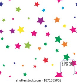 Seamless Pattern with Colorful Stars.
