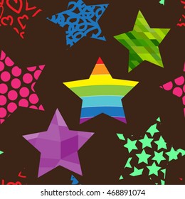 Seamless pattern of colorful stars