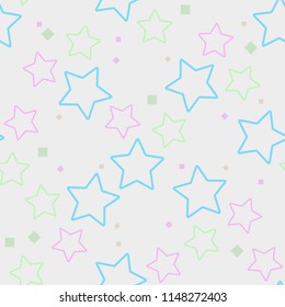 Seamless pattern, colorful stars background, pastel colors on white eps 10