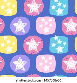 Seamless pattern with colorful stars. Grunge stars Vector illustrations. 