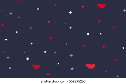 Seamless pattern of colorful stars and hearts. Fashion camouflage.