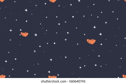 Seamless pattern of colorful stars and hearts. Fashion camouflage.