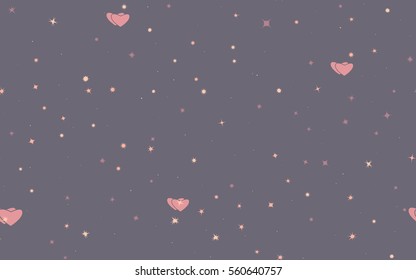 Seamless pattern of colorful stars and hearts. Fashion camouflage.