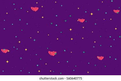 Seamless pattern of colorful stars and hearts. Fashion camouflage.