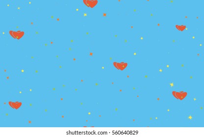 Seamless pattern of colorful stars and hearts. Fashion camouflage.