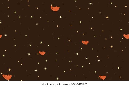 Seamless pattern of colorful stars and hearts. Fashion camouflage.