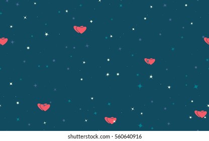 Seamless pattern of colorful stars and hearts. Fashion camouflage.