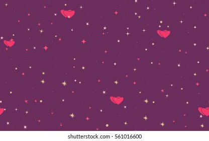 Seamless pattern of colorful stars and hearts. Fashion camouflage.