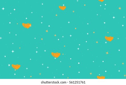 Seamless pattern of colorful stars and hearts. Fashion camouflage.