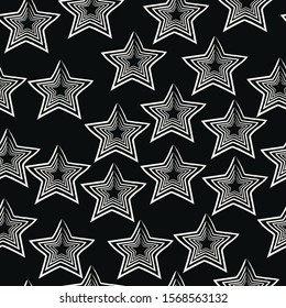 Seamless Pattern With Colorful Stars on black. Scandinavian Style