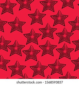 Seamless Pattern With Colorful Stars on pink. Scandinavian Style