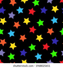 Seamless pattern with colorful stars. Vector illustration.	