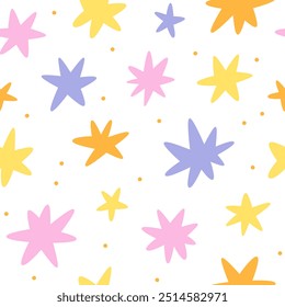 Seamless pattern with colorful stars. Vector background.