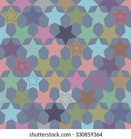 Seamless pattern with colorful stars. Vector.