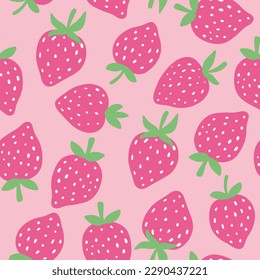 Seamless pattern with colorful strawberries. Summer background.