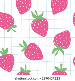 Seamless pattern with colorful strawberries. Summer background.