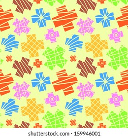 Seamless pattern, colorful striated crosses.