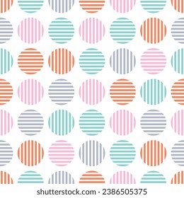Seamless pattern with colorful striped circles