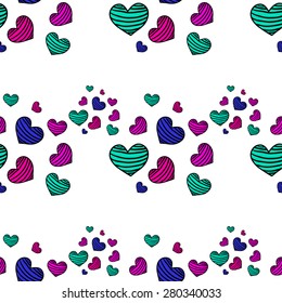 seamless pattern with colorful striped hearts