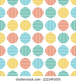 Seamless pattern with colorful stripes circles.