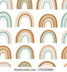 Seamless pattern colorful stylized rainbow brown and green pastel colors vector illustration