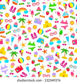 seamless pattern with colorful summer icons (JPEG available in my gallery)