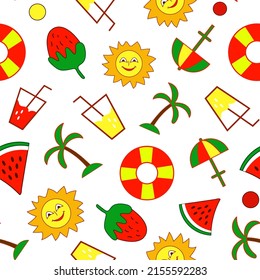 Seamless pattern with colorful summer icons.