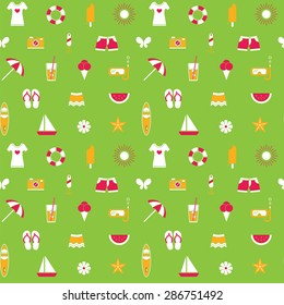 Seamless pattern with colorful summer icons.