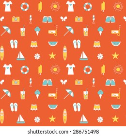 Seamless pattern with colorful summer icons.