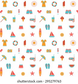 Seamless pattern with colorful summer icons.