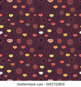 Seamless pattern colorful summer style label illustration with nice elements. Vector illustration. Our love is happy. Love card. Love and unusual designs.