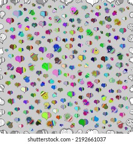 Seamless pattern colorful summer style label illustration with nice elements. Love and unusual designs. Love card. Our love is happy. Vector illustration 