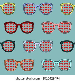 Seamless pattern with colorful sunglasses.