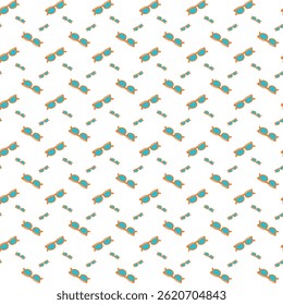 Seamless Pattern of Colorful Sunglasses with Orange Frames and Blue Lenses