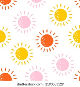 Seamless pattern with colorful suns.