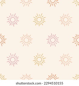 Seamless pattern with colorful suns