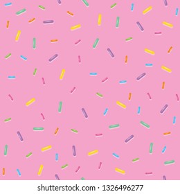 seamless pattern colorful sweet sprinkles on pink background vector illustration EPS10