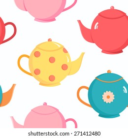 seamless pattern with colorful  teapot vector