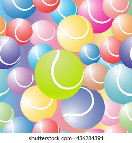 Seamless pattern of colorful tennis balls